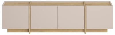 CALICOSY - TV-meubel met 4 deuren in kasjmierdecor en saffier eiken L180 cm - ONYX