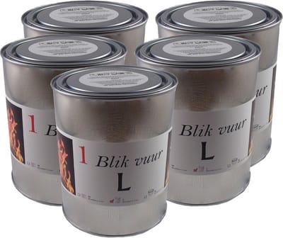 5x tuinfakkel vuur verlichting in blik - 11 x 13 cm - 5-8 branduren- zweedse fakkel - vuurblik - tuinkaars/outdoor kaars - tuinverlichting/tuindecoratie