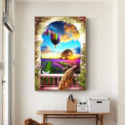 Diamantschilderij met Scenicnew Diamantborduurwerk Luchtballon Diamond Art Home Decoration 20X30CM blue