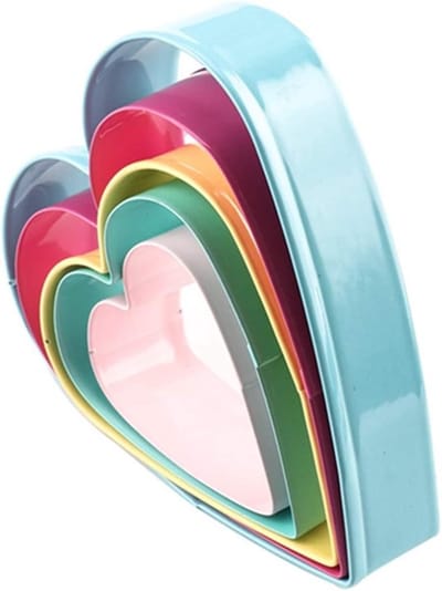 Set van 5 RVS 3D Hartvormige Koekjesuitsteekvormen voor Bakken en Decoratie