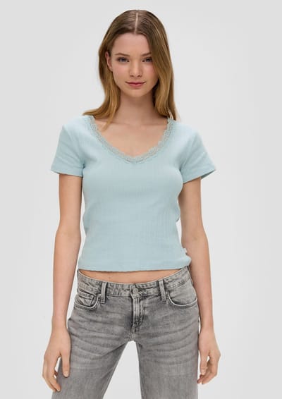Q/S designed by - T-shirt - Maat XS - Vrouwen - blauw - katoen