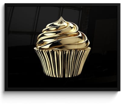 Fotolijst inclusief poster - Posterlijst 70x50 cm - Posters - Cupcake - Eten - Goud - Zwart - Foto in lijst - Keuken decoratie muur - Wanddecoratie accessoires - Muurdecoratie - Schilderijen