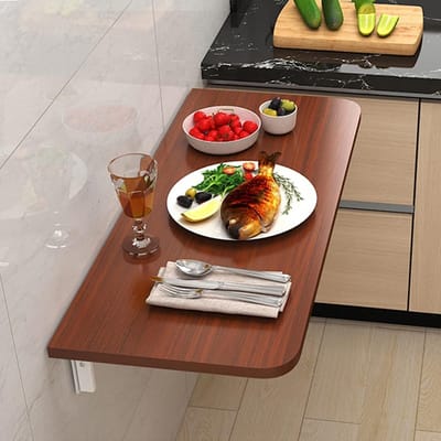 Opvouwbaar bureau - Wandbureau zwevend - Ruimtebesparend werken - Inklapbaar ontwerp - 30-80 kg draagkracht - Teak