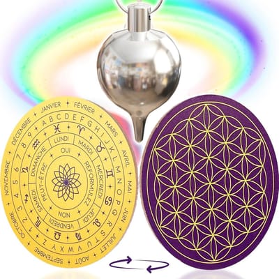 Waarzeggerklok Hout - Pendule Houder - Spirituele Praktijk - Levensbloem Decoratie - Diameter 15 cm - Natuurlijk Hout