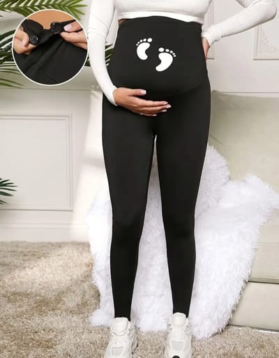 Fijn zittende zwangerschapslegging legging met print verstelbare taille maat M
