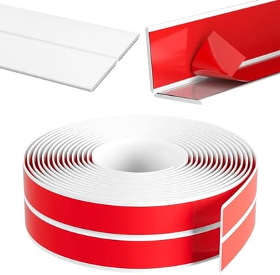 Zelfklevende Waterdichte Afwerking voor Badkamer, Schimmelbestendige Plinten, Ideaal voor Bad en Keuken (Wit, 4 m, 10 mm × 10 mm)