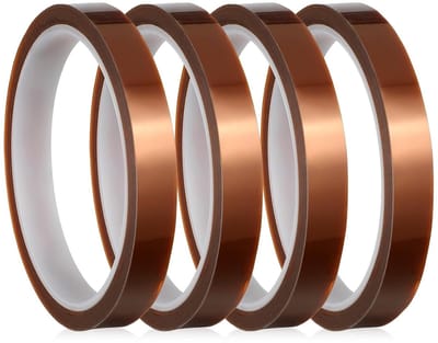 Hittebestendige Lijmtape - 4 Rollen van 12mm x 33m, Polyimide Tape voor Elektronica, Isolatie en Thermisch Transport