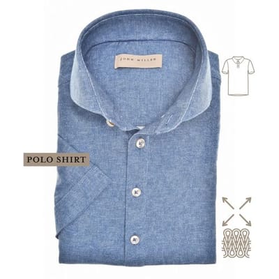 John Miller Polo Short Sleeve Faux-Uni Subtle Cotton Jersey Stretch Donker Blauw / male