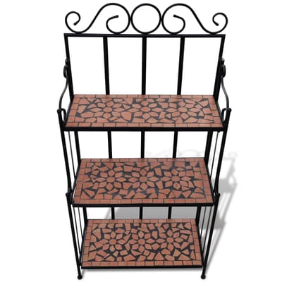 vidaXL - Plantenstandaard - met - 3 - verdiepingen - mozaïek - terracotta