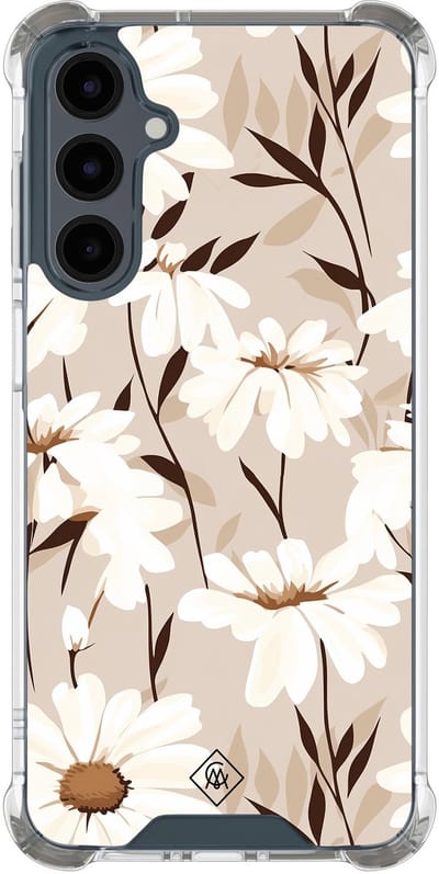 Casimoda® hoesje - Geschikt voor Samsung Galaxy A17 - In Bloom - Shockproof case - Extra sterk - TPU/polycarbonaat - Bruin/beige, Transparant