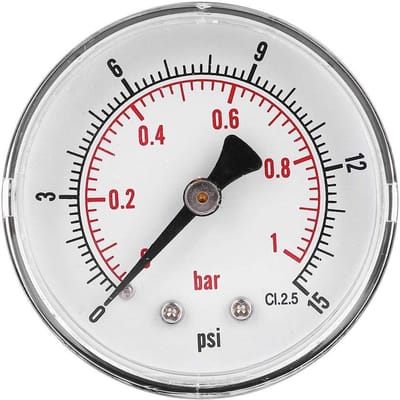Dailygoody - Drukmeter - 50 mm - Precisie met transparante afdekking - 0-15 psi - Voor lucht en olie - Duurzaam en nauwkeurig