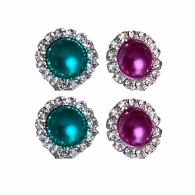 Set- Clip oorbellen Petrol -paars -strass- kunststof- geen gaatje- Charme Bijoux
