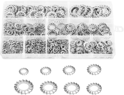Dailygoods- Wasmachine - 555 Stuks Buiten Gekartelde Roestvrij Staal - Anti-Losmakend - Corrosiebestendig - Duurzaam - Geschikt voor Machines en Meubilair - Schijf