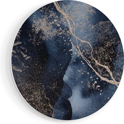 Artaza Forex Muurcirkel Abstracte Kunst - Zwarte Marmer met Gloed - 70x70 cm - Wandcirkel - Rond Schilderij - Wanddecoratie Cirkel - Muurdecoratie
