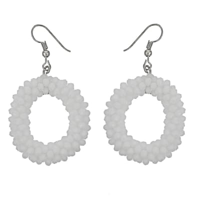 Behave Oorbellen dames wit – lange oorbellen facet geslepen - grote rond ovalen oorhangers