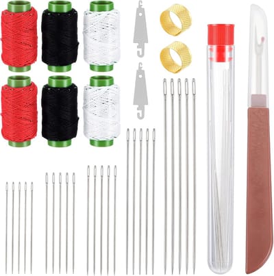 Naaigereedschapset - Naaiset Naalden - Reparaties Doe-het-zelf - Uitgebreide Stalen Naalden - 18x10x4 cm - Zilver Zwart Rood Wit