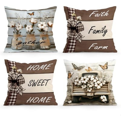Landelijke Stijl Katoenen Kussenhoes Geprint Polyester 45x45cm Sierkussenhoes Decoratieve Bankkussenhoes Woondecoratie 45x45cm