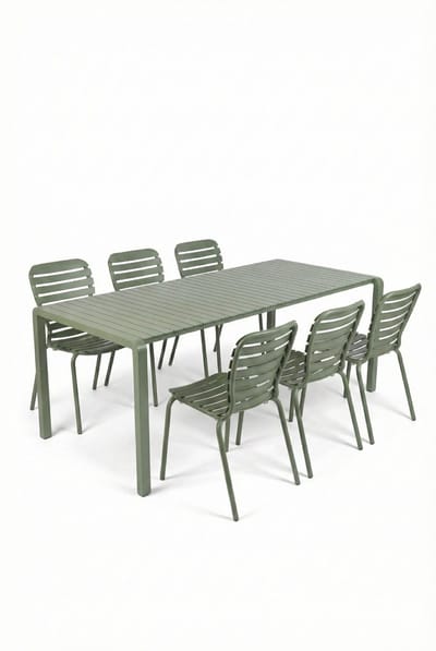 Zuiver Vondel Tuinset 6 personen - tuintafel + 6 stoelen Groen