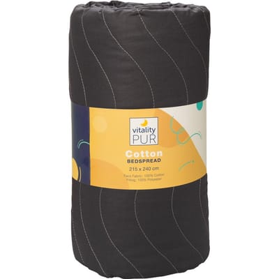 Vitality Pur - Luxe Katoenen Bedsprei - 2 persoons - Donker/Denim Grijs - 240x215