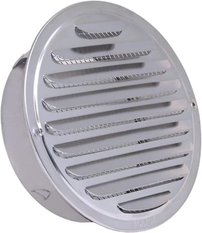 Ventilatie Rooster - Afzuigkap Rooster - Luchtcirculatie Buitenmuur - Insectenwerend Net - 120 mm - Zilver