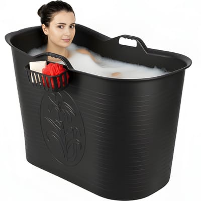 Bath Bucket® - Zwart - 185L - Mobiele Badkuip - Zitbad - Ligbad - IJsbad - Ice Bath - Incl. Slurfje en Kraantje