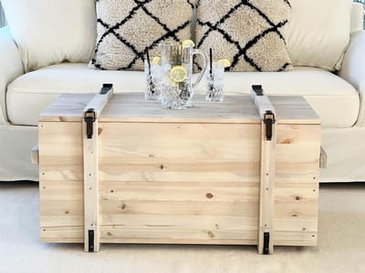 Massief Houten Koffietafel in Shabby Chic Stijl met Opbergruimte - Grijze Landhuis Salontafel