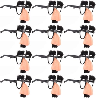 12 Stuks Grappige Verkleedbrillen met Snor voor Kinderen en Volwassenen - Halloween Kostuum, Feestdecoratie en Fotobooth Props