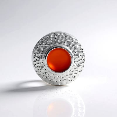 Cavill - Zilveren hanger met Braziliaanse carneool 1,4 ct - 925 Sterling zilver geplatineerd - Rond 8 mm - Modern elegant - Monosono collection