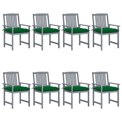 vidaXL - Tuinstoelen - 8 - st - met - kussens - massief - acaciahout - grijs