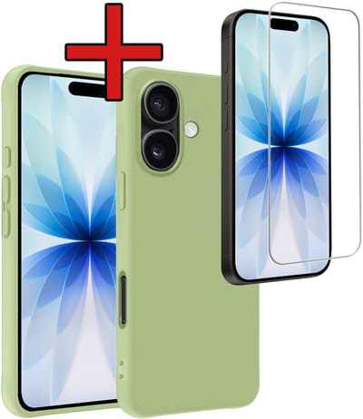Hoesje - Met Screenprotector - Geschikt voor Apple iPhone 17 - Sterk & Shockproof - Telefoon Hoes - Back Cover - Siliconen Case - Telefoonhoes - Groen