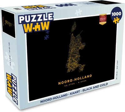 Puzzel Noord-Holland - Kaart - Black and gold - Legpuzzel - Puzzel 1000 stukjes volwassenen