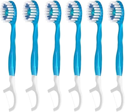 5-in-1 Mini Reis Tandenborstel met Tandzijde, Tandenstoker, Tongschraper en Mondverfrisser voor Optimale Mondhygiëne
