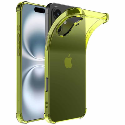 Geschikt voor iPhone 16 Telefoonhoesje Doorzichtig Siliconen met Bumper Stootrand - Shockproof Back Cover Case - Neon Geel - ProtX