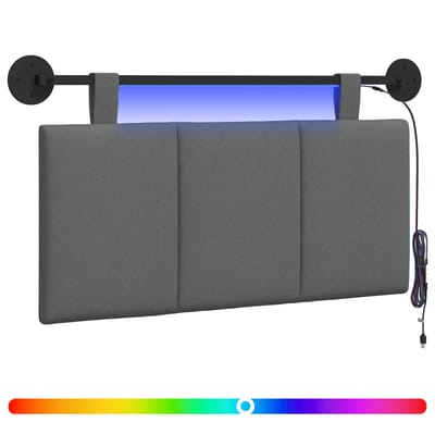 vidaXL - Hangend - hoofdbord - Met - LED-verlichting - Donkergrijs - Stof