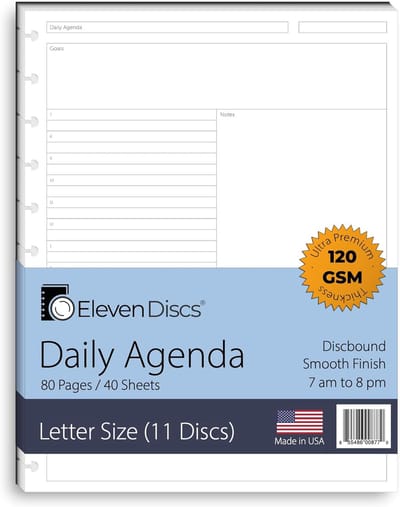 Ongedateerde Agenda Vellen - Dagelijkse Planning - Organisatie Thuis - Premium Zwaar Papier - Brief Formaat - Wit