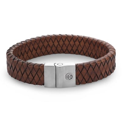 Rebel & Rose armband Full Metal Premium Vintage Brown 15mm RR-M0048-S