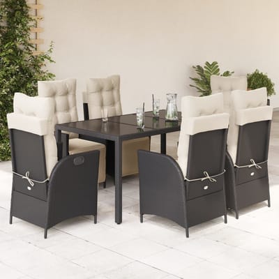vidaXL - 7-delige - Tuinset - met - kussens - poly - rattan - zwart