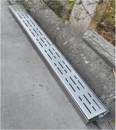 Smalle lineaire afvoer - Regengoot terras - Waterbeheer buiten - Roestvrij staal 304 - 3cm hoog 3.5cm breed - Zilver