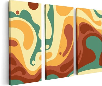Artaza Canvas Schilderij Drieluik Abstracte Kunst - Organische Kleurrijke Vormen - 120x80 - Foto Op Canvas - Canvas Print