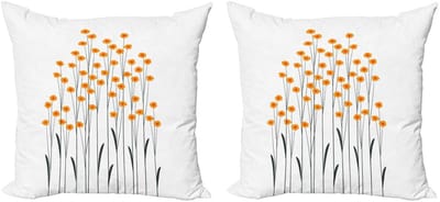 ABAKUHAUS Kussenhoezen Set – 2x50x50 cm – Bloementhema – Geel/Zwart