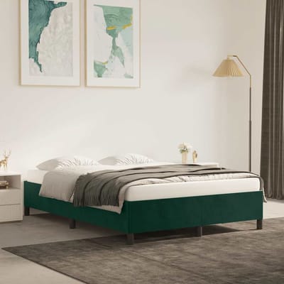 vidaXL - Bedframe - zonder - matras - 140x190 - cm - fluweel - donkergroen