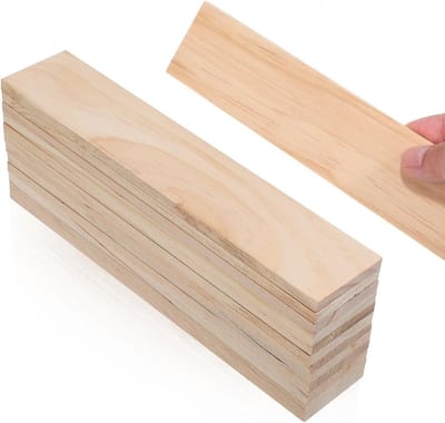 12 Stuks Onbehandelde Rechthoekige Houten Platen van Balsa, 20 x 4 x 0.3 cm voor DIY, Schilderen en Graveren