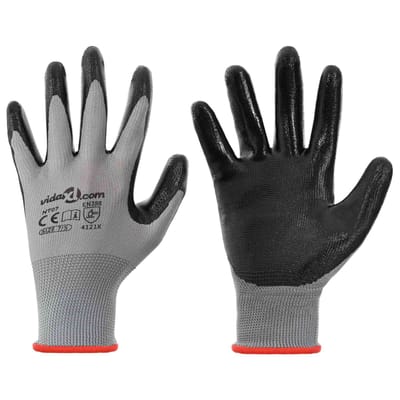 vidaXL Werkhandschoenen 12 st Grijs en zwart 7 / S Polyester