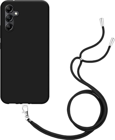 Just in Case hoesje met koord geschikt voor Samsung Galaxy A34 Hoesje met Koord - Flexibele Case - Zwart