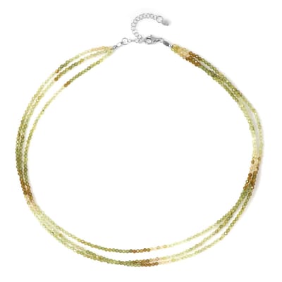 Cavill - 925 Sterling Zilver Halsketting - 57,23 ct Groene Grossulaar Rond - Gerhodineerd - Verstelbaar - Elegante Dames Sieraden