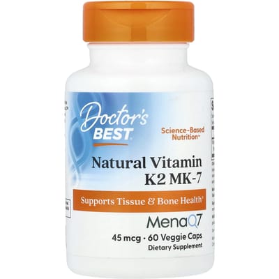 Doctor's Best, Natuurlijke Vitamine K2 MK-7 met MenaQ7, 45mcg, 60 Plantaardige Capsules