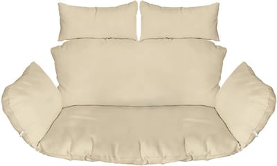 Hangstoel Kussen Set - Dubbele Kussens - Buiten Relaxen - Afneembare Kussensloop - 184x94cm - Beige Print