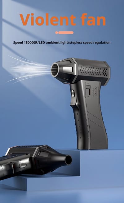 Musson Turbo Fan – Draadloze Luchtblazer – Air Duster – 8000mAh – 130.000 RPM – 220g Stuwkracht – Oplaadbaar – Zwart – Inclusief Opbergtas & Extra Opzetstuk – Computer & Auto Reiniger