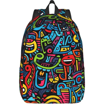 Traditionele Etnische Stammen Rugzak voor Mannen Vrouwen Tieners Middelbare School Werk Dagrugzak Kleurrijk Patroon Laptop Computer Canvas Tassen S