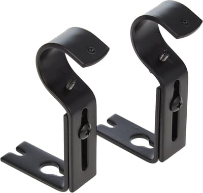 Gordijnroede Houder Verstelbaar (2 Stuks) - Heavy Duty Gordijnstang Beugels - Wandsteun voor Stangen tot 25mm - Staal- zwart